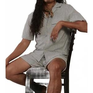 NEW UMBER & OCHRE harshil two pocket short sleeve shirt in natural indigo